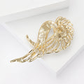 Crystal Angel Wing Brooch with Faux Pearl in Gold or Silver view 3