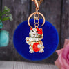 Royal-Blue Cat-Pompom
