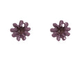 Purple Enamel Daisy Flower Stud Earrings Pair Style view 5