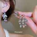 Rhinestone Leaf Flower Necklace Earring Set Three Colors view 4