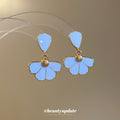 White Enamel Fan Petal Drop Earrings Fashion Jewelry for Women view 2