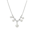 Silver Tone Branch Necklace With Crystal Leaves And Pearl Drops view 5