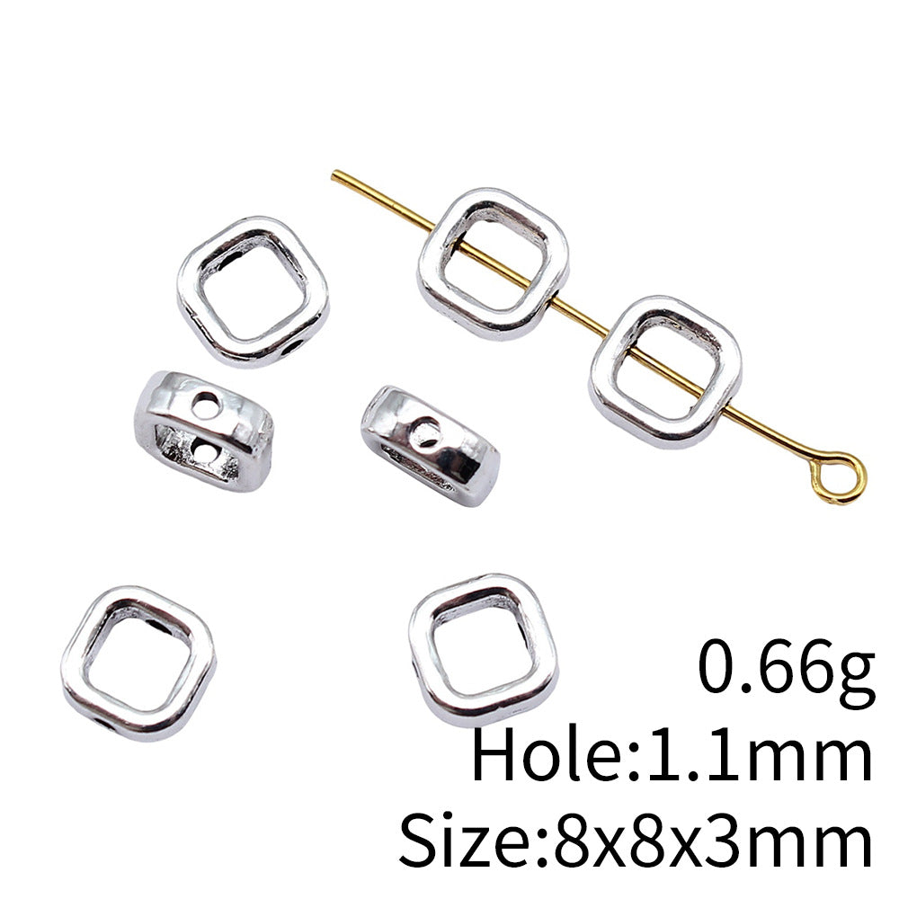 8x8x3mm 0.66g Antique Silver Zinc Alloy Square Small Hole Spacer Beads for Bracelet Jewelry Making