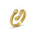 Embrace Hug Hands Motif Open Rings Gold Or Steel Tone view 5