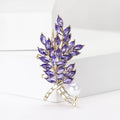 Rhinestone Wheat Ear Brooch with Pearl Gold Tone Metal view 2