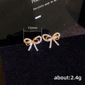 Rose Gold Tone Crystal Bow Stud Earrings Polished Jewelry Accessory view 5