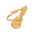 Gold Open Guitar Motif Adjustable Statement Ring Metal view 5