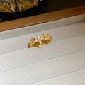 Gold Dual Flower Open Ring Colored Center Stone Six view 6