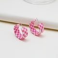 Six Color Checkerboard Acrylic Open C Hoop Earrings view 9