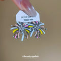 Pair of Metal Tone Multicolor Enamel Firework Stud Earrings view 4