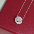 Silver Round Clear CZ Twisted Halo Pendant Necklace view 3