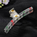 Transparent Resin Pressed Flower Long Hair Claw Clips in Six Designs view 3