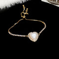 Pearl Rhinestone Slider Bracelets Heart Round Cushion Styles view 9