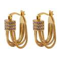 Gold Multi Strand Rope Hoop Earrings Zircon Band Detail view 5