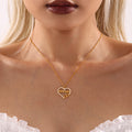 Gold MAMMA Heart Zircon Necklace Multicolor Natural Stone Chain view 2