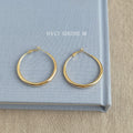 Gold Thick Tube Hoop Earrings Three Diameter Size Options view 3