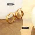 Dual Band U-Shape Latch Hoop Earrings Gold Steel Pair view 2