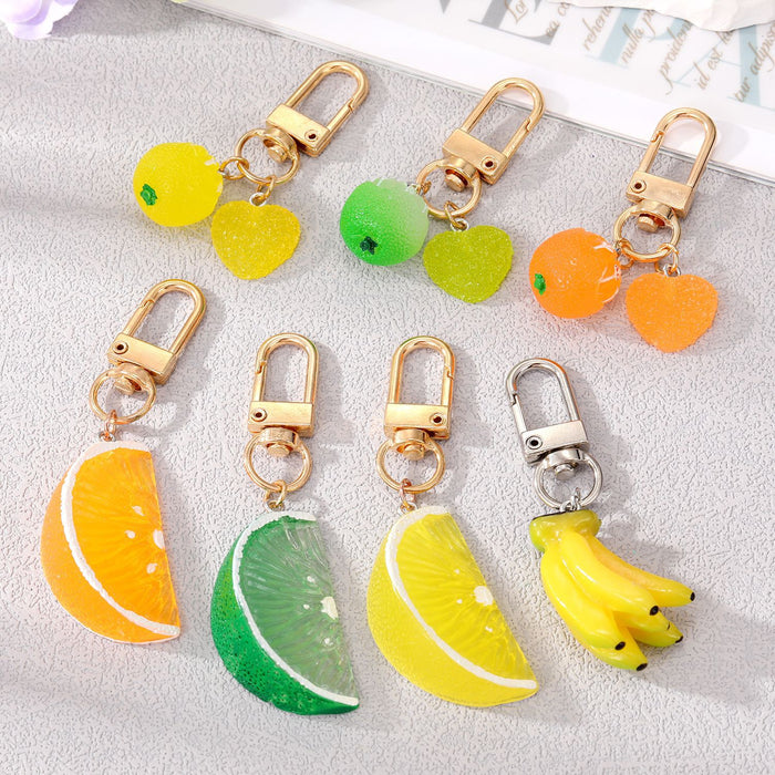 Realistic Citrus Fruit and Banana Clip Keychains in Seven Designs
