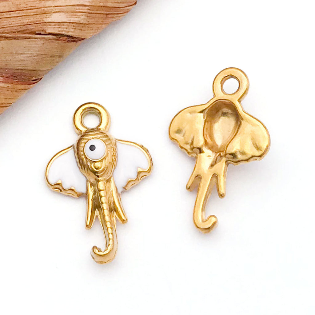 Enamel Stainless Steel Elephant Charm Pendants for Earrings Necklace DIY Jewelry Making