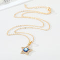 Gold Tone Crystal Outline Star Evil Eye Pendant Necklaces view 5