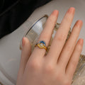Sun Moon Open Stack Rings Gold Silver Rhinestone Set view 1