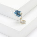 Winged Music Note Crystal Brooch in Blue and Purple view 2