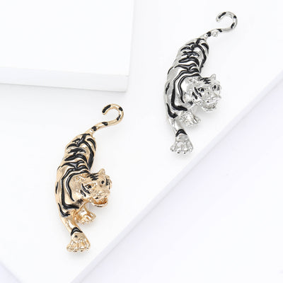 striped tiger crystal brooch group view