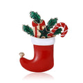 Christmas Stocking Brooch with Polished Metal and Decorative Accents view 1