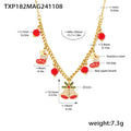 Gold Enamel Christmas Charm Necklaces Bracelets Earrings Set view 6