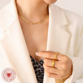 Linked Heart Teardrop Necklace and Bracelet Gold or Steel view 3