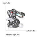 Rhinestone Pearl Rabbit Brooch Clear and Black Two Colors view 7