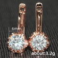 Rose Gold Leverback Round Clear Stone Earrings Scalloped Setting view 5