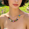 Gold Tone Chain Necklaces With Colorful Heart Birthstone Pendants view 4