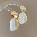 Marbled Resin Drop Earrings in Pink and Ivory for Women view 7