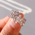 Silver Tone Geometric Cluster Ring with Clear Stones view 2