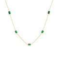 Emerald Green Rectangle Zircon Station Necklace Gold Steel view 5