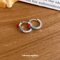 Silver Tone Enamel Hoop Earrings In Four Playful Designs view 4