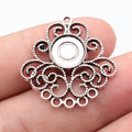 Ornate Round Earring Connector Component in Antique Silver Tone view 1