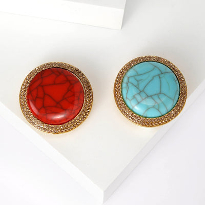 Round Crackle Stone Brooch shown alone on a light background