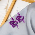 Colorful Patterned Coiled Cobra Novelty Long Hook Earrings view 6