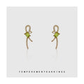 Gold Tone Green Stone Bow Stud Earrings Clear Pavé Accents view 2