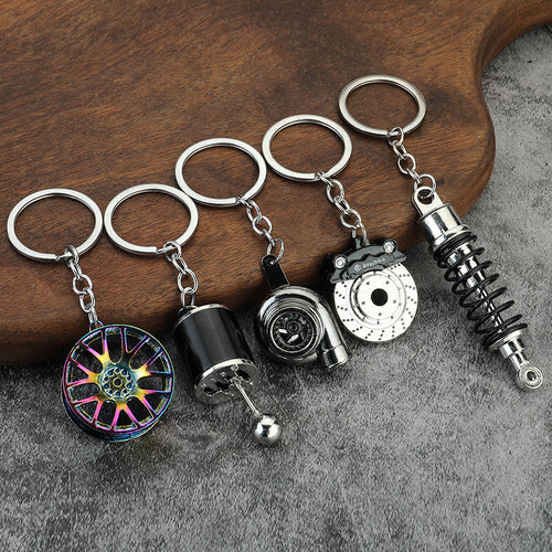 Creative Zinc Alloy Car Parts Keychain Assorted Automotive Theme Designs
