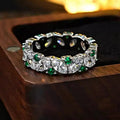 Marquise Clear And Green Round Stone Eternity Band Ring view 2