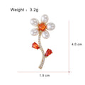 Six Floral Branch and Clover Pearl Look Metal Brooch Designs view 11