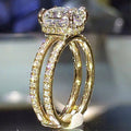 Gold Tone Double Band Cushion Clear Center Stone Finger Ring view 1