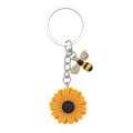 Yellow Sunflower Bee Charm Keychain Rhinestone Bag Charm view 5