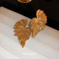 Gold Tone Textured Leaf Statement Earrings Decorative Jewelry view 4