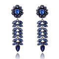 Silver Tone Leaf Tassel Crystal Four Designs Metal Dangle Earrings view 7