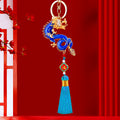 Jeweled Zodiac Dragon Keychains in Fifteen Tassel and Plain Color Options view 8