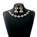 Four Color Ornate Jhumka Necklace and Earring Jewelry Sets view 6